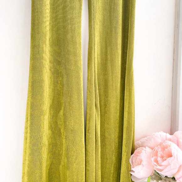 Hottie Couture Women's Green Stretchy High Waisted Flared Leg Pant - Picture 6 of 10